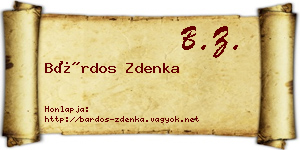 Bárdos Zdenka névjegykártya